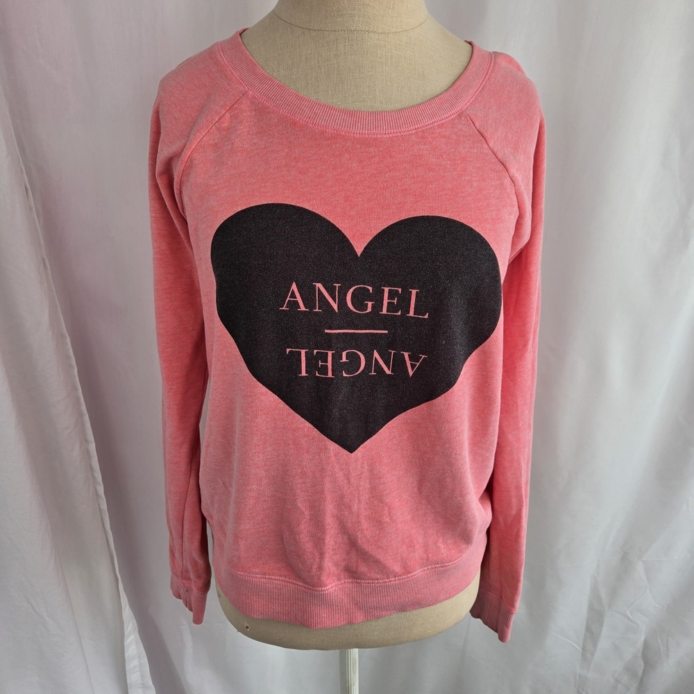Victoria's Secret Angels Pink Logo Heart Swearshirt Size M Shirt Loungewear
